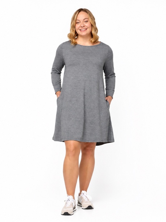wool& Dresses & Skirts - Wool& Rowena swing dress charcoal gray 0690 merino wool long sleeve medium